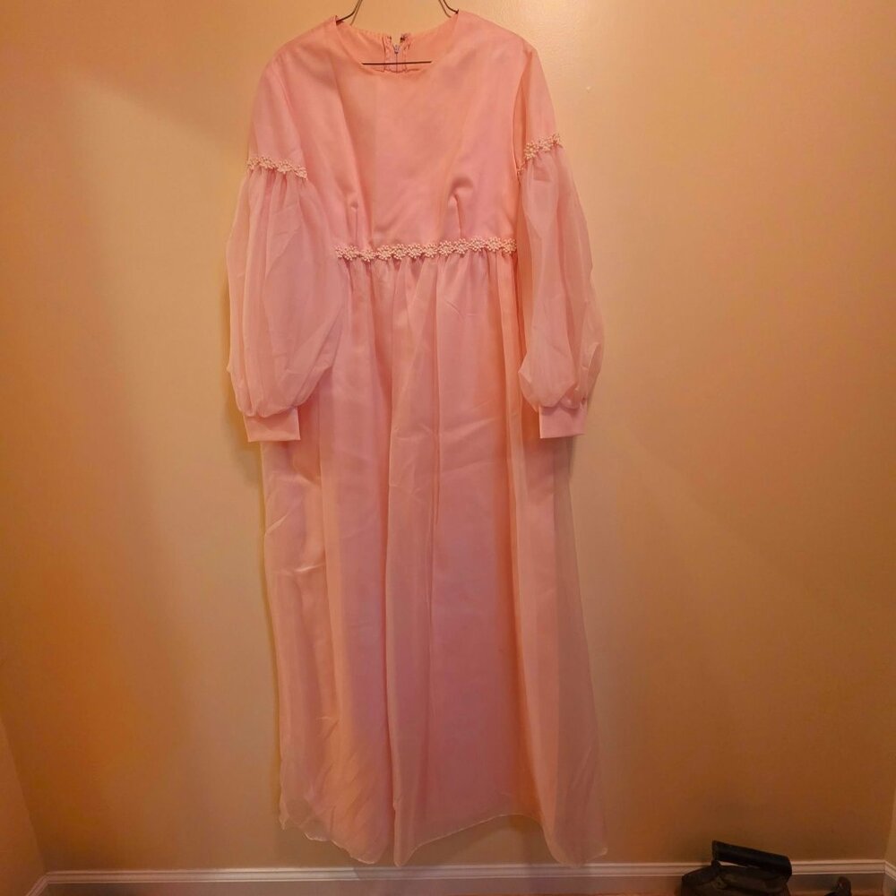 Vintage Lorrie Deb Pink Maxi Prom Dress